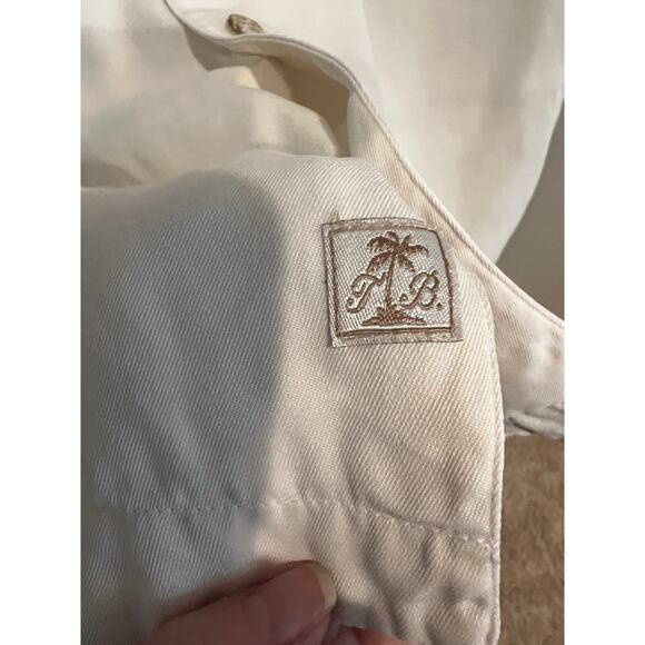 Vintage Tommy Bahama Polo Shirt 100% Silk Button Up Ivory Beige Men's Medium - Picture 6 of 6